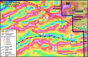 Compilation map of the northeastern part of the Casault Gold Property