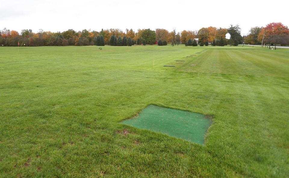 The driving range at Fox Den Tuesday in Stow. Stow purchased the 36-acre Hanson property, which includes the existing driving range that the city used to lease from the Hanson family. The city is planning major upgrades to the driving range, and will use the remaining land to build a new cemetery and a new recreational area.