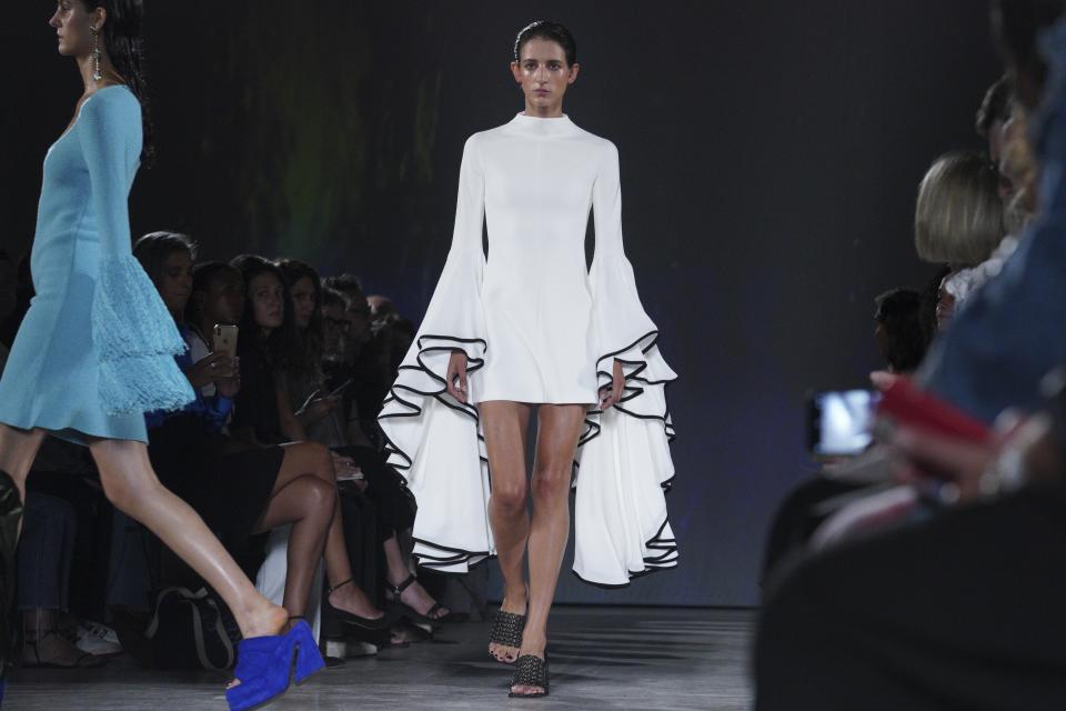 Fashion from the Proenza Schouler Spring Summer 2023 collection is modeled during Fashion Week, Friday Sept. 9, 2022 in New York. (AP Photo/Bebeto Matthews)