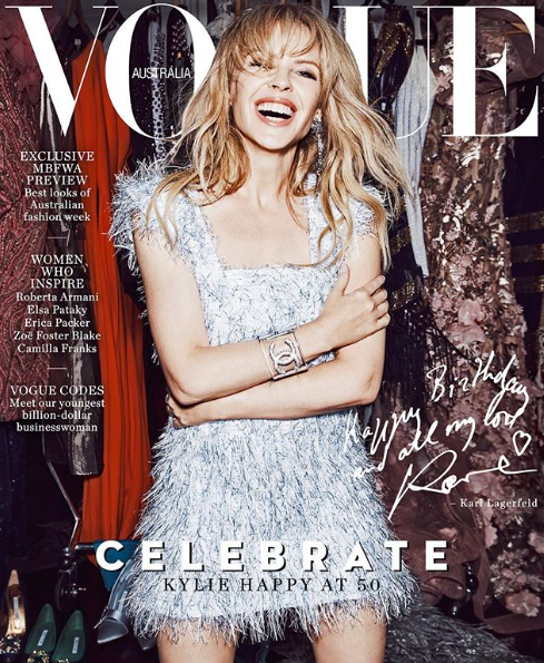 Kylie has landed the cover for Vogue Australia to celebrate her 50th Birthday. Source: Vogue Australia/Photo by Nicole Bentley