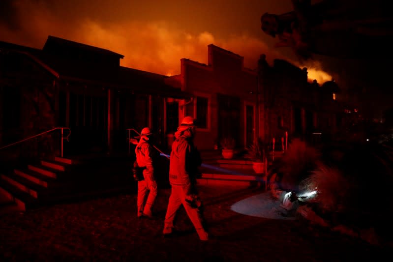 The wind driven Kincade fire burns near the town of Healdsburg, California