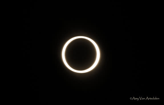 Skywatcher Amy Van Artsdalen sent this image taken from Susanville, CA, showing the "ring of fire" during the annular solar eclipse on May 20, 2012.