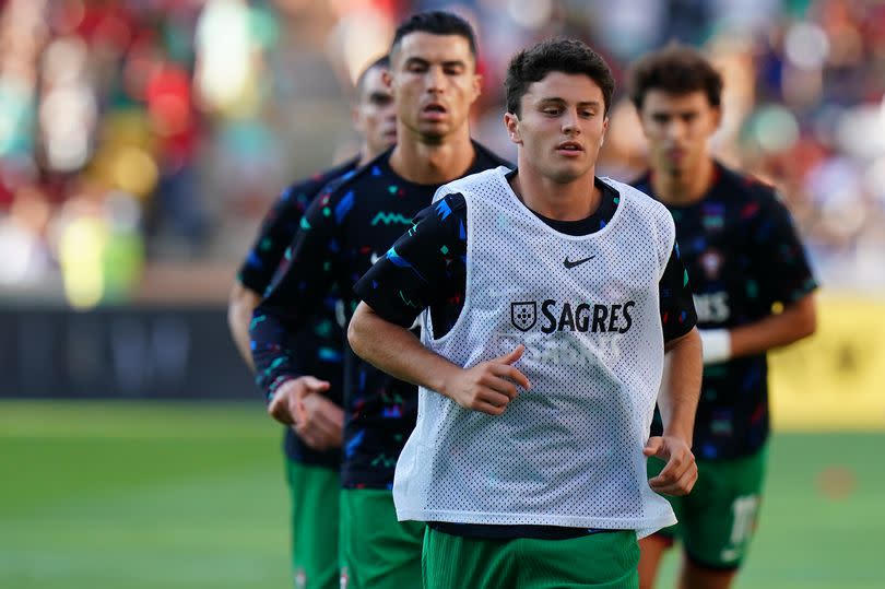 Ronaldo and Joao Neves in training