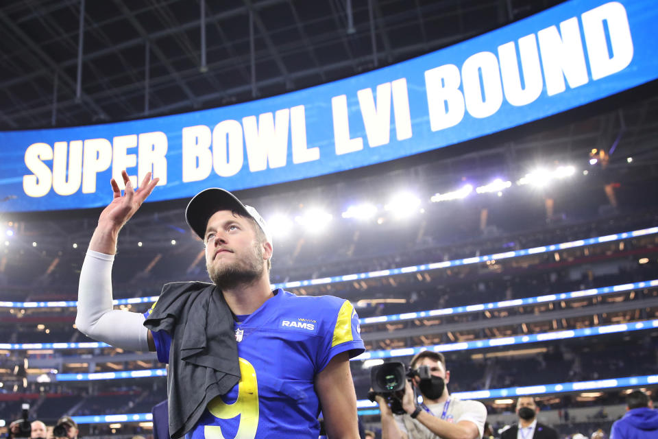 The Rams traded for Matthew Stafford to help them win a Super Bowl. He's very close to delivering. (Photo by Christian Petersen/Getty Images)