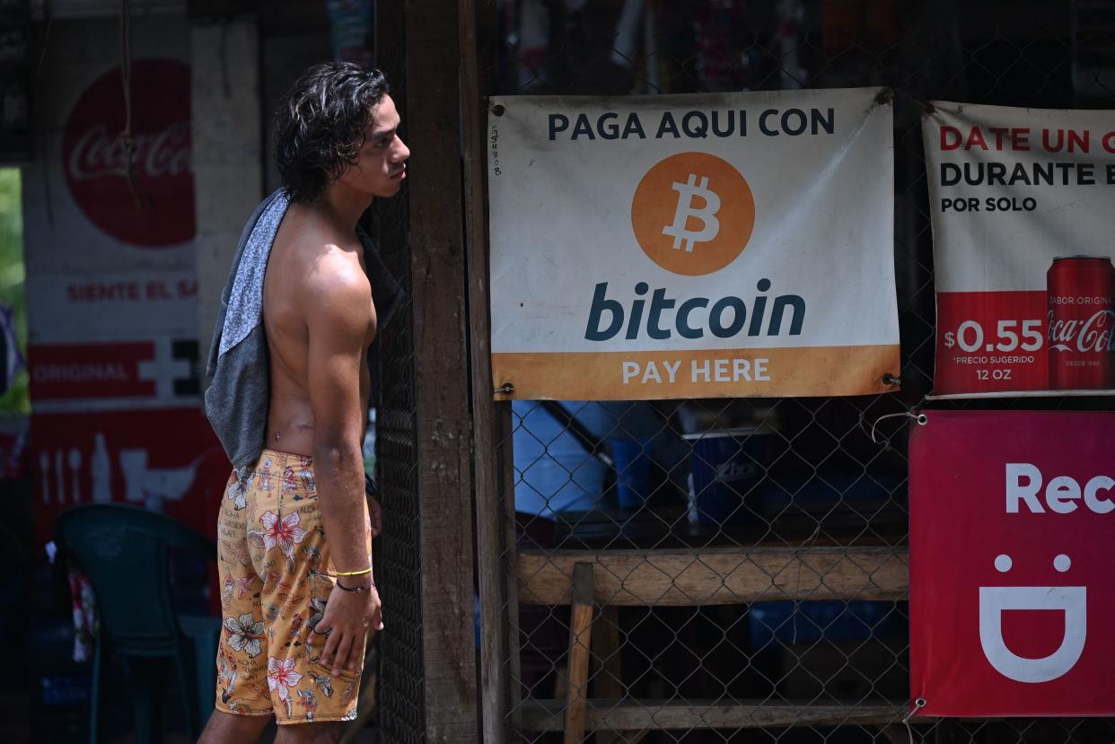 A man is seen in a store where bitcoins are accepted in El Zonte, La Libertad, El Salvador on September 4, 2021. - The Congress of El Salvador approved in June a law that will make bitcoin legal tender in the country from September 7, with the aim of boosting its economy although analysts warn of a negative impact. (Photo by MARVIN RECINOS / AFP) (Photo by MARVIN RECINOS/AFP via Getty Images)
