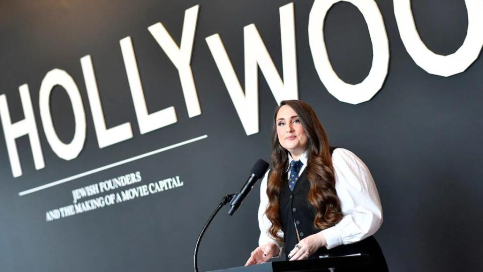 Academy Museum of Motion Pictures associate curator Dara Jaffe speaks during "Hollywoodland: Jewish Founders and the Making of a Movie Capital" immersive exhibit media preview (Credit: Valerie Macon/AFP via Getty Images)