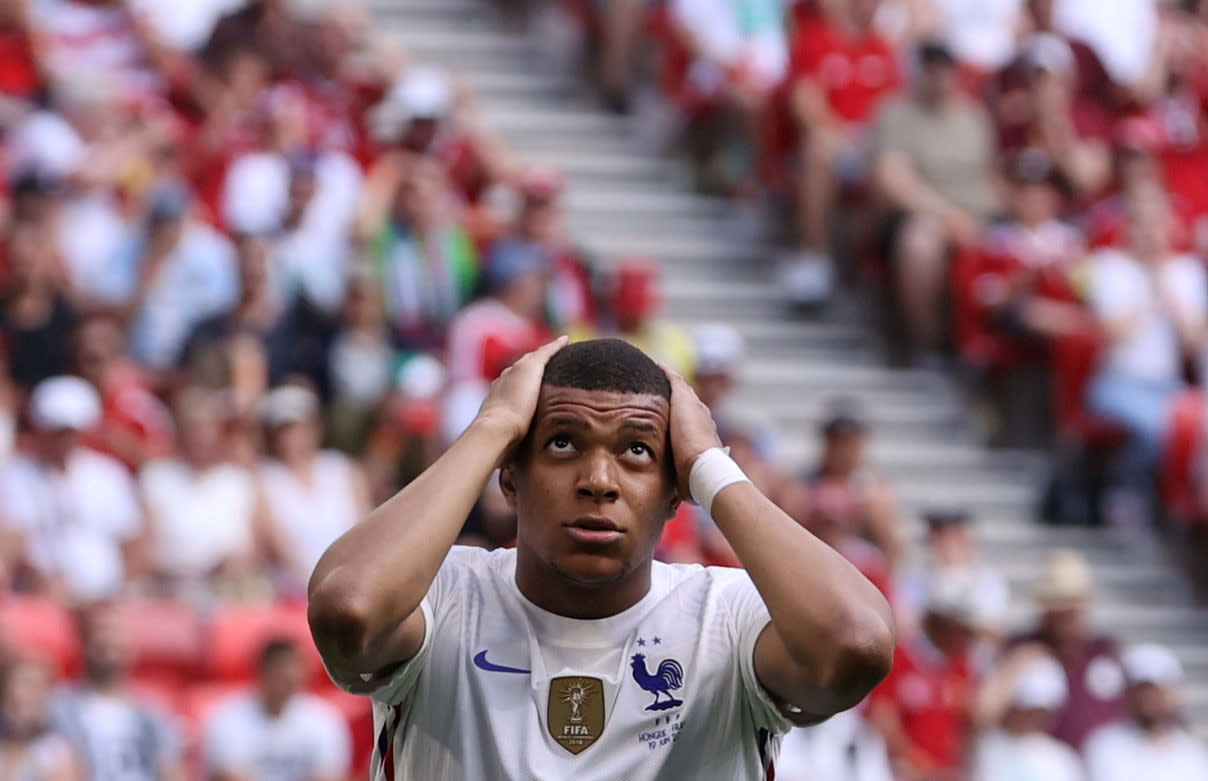 Soccer Football - Euro 2020 - Group F - Hungary v France - Puskas Arena, Budapest, Hungary - June 19, 2021 France's Kylian Mbappe reacts Pool via REUTERS/Bernadett Szabo     TPX IMAGES OF THE DAY