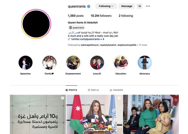 <p>Queen Rania Al Abdullah/Instagram</p> Queen Rania's Instagram.