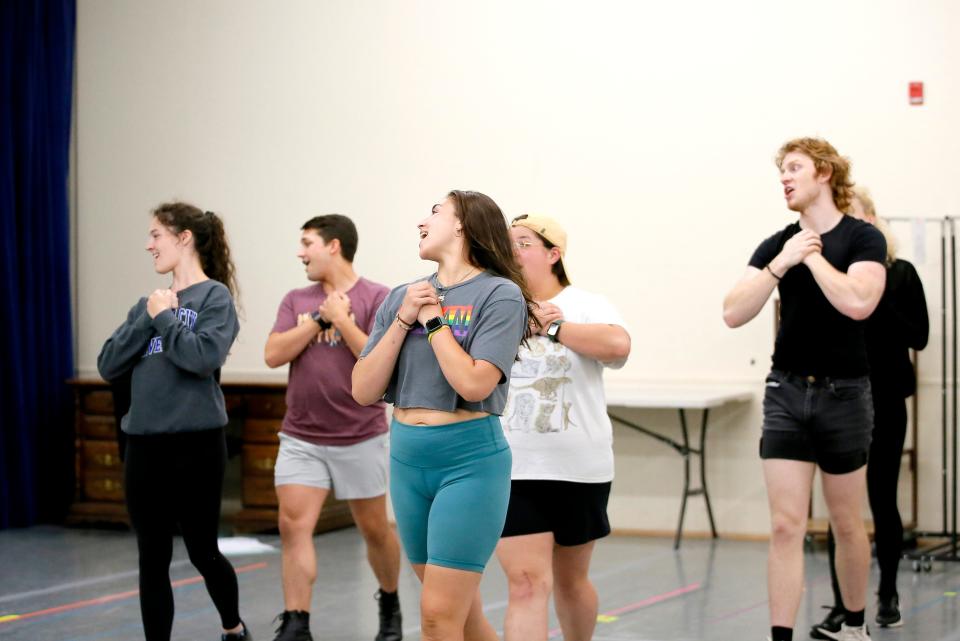 Actors rehearse June 29 for the upcoming production of "The Prom" at the Lyric Theatre's studio A in the Plaza District in Oklahoma City.