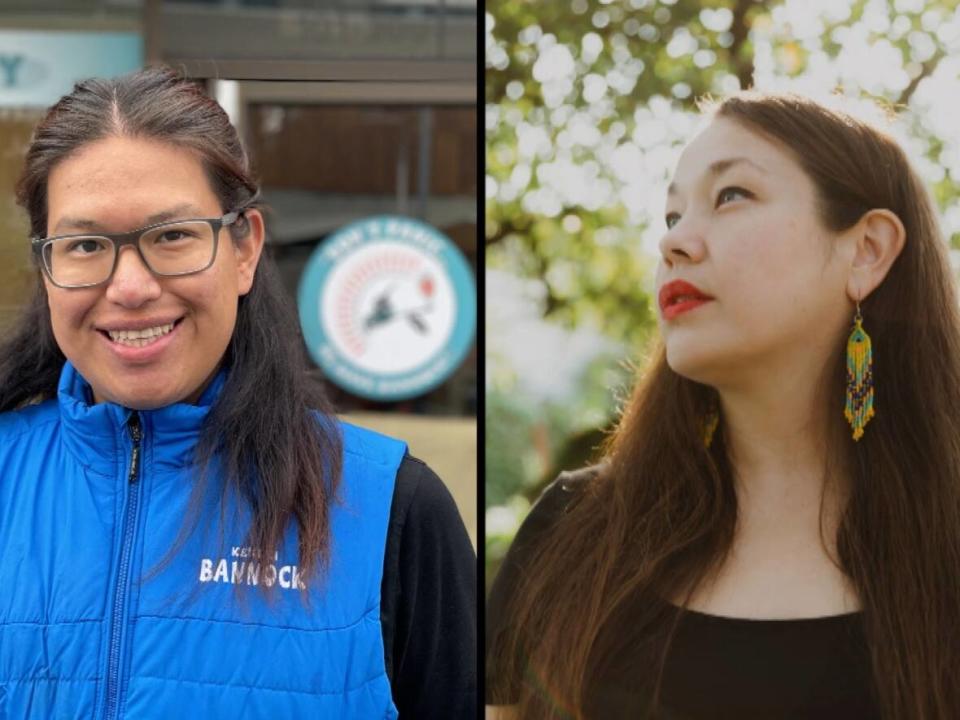 Elijah Mack, left, and Lynn-Marie Angus are two of the recipients of this year's Indigenous Business Award from the B.C. Achievement Foundation. (Jenifer Norwell/CBC, Submitted by Lynn-Marie Angus - image credit)