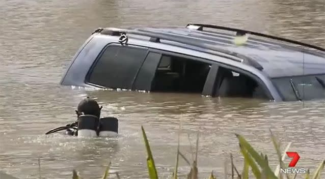 Police divers search the scene at Wyndham Vale. Photo: 7 News