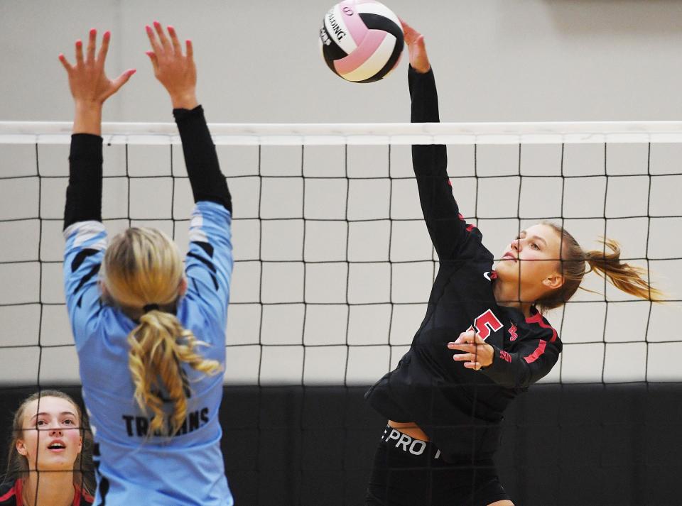 Kamryn Lande came up huge during Roland-Story's four-set victory over South Tama in the Class 3A regional volleyball quarterfinals Monday at Story City. Lande has been playing outstanding volleyball as an all-around player during the month of October.