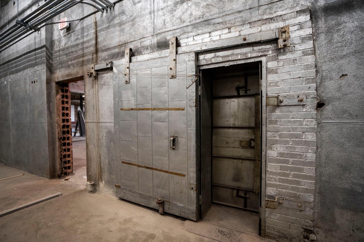 The cold room in the former French Way Cleaners building, where fur was stored and preserved.