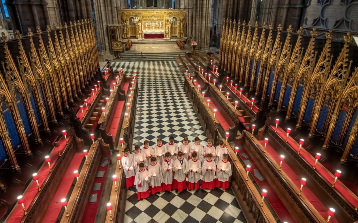 Choristers at Westminster Abbey rehearsing for Christmas - Paul Grover