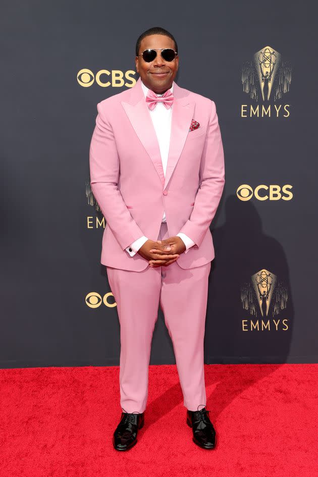 Kenan Thompson throws over the black tux tradition as he walks the red carpet at the 73rd Primetime Emmy Awards at L.A. Live on Sunday in Los Angeles. (Photo: Rich Fury/Getty Images)