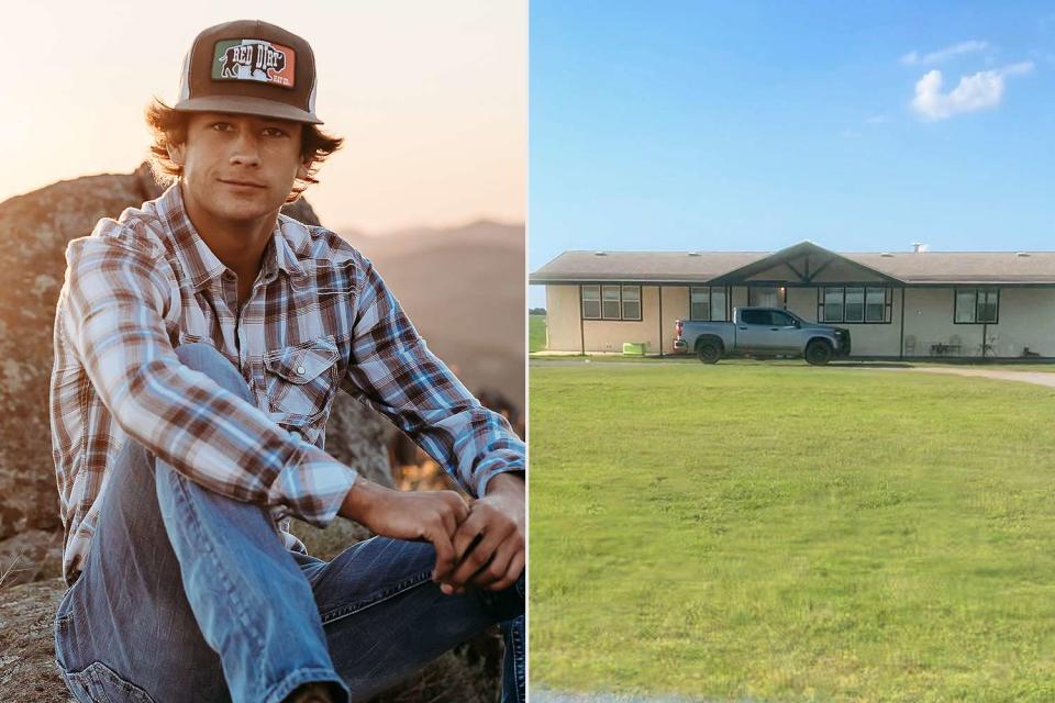 <p>Shanna Reece Photography</p> Noah Presgrove (left) and the home where he attended a party the night before he was found dead outside Terral, Okla.