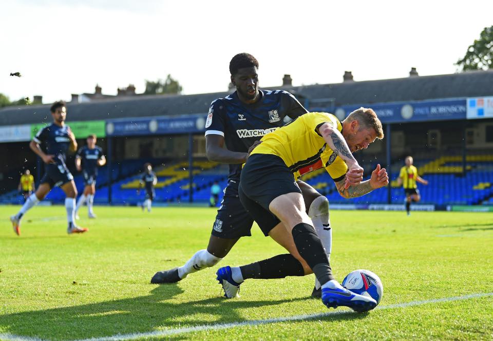 Harrogate striker Jon Stead in action against Southend UnitedGetty Images