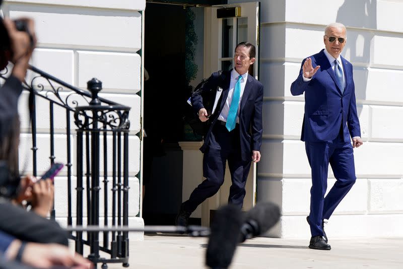 U.S. President Joe Biden departs the White House in Washington