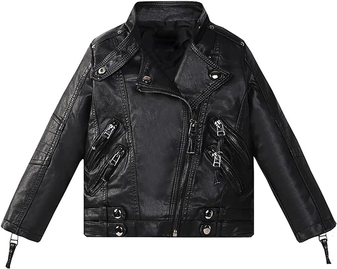 CHANXIO Girls Faux Leather Jacket