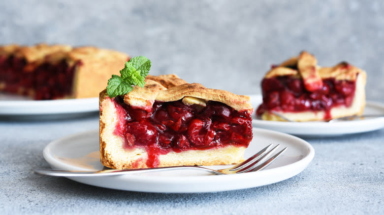 cherry pie with fork