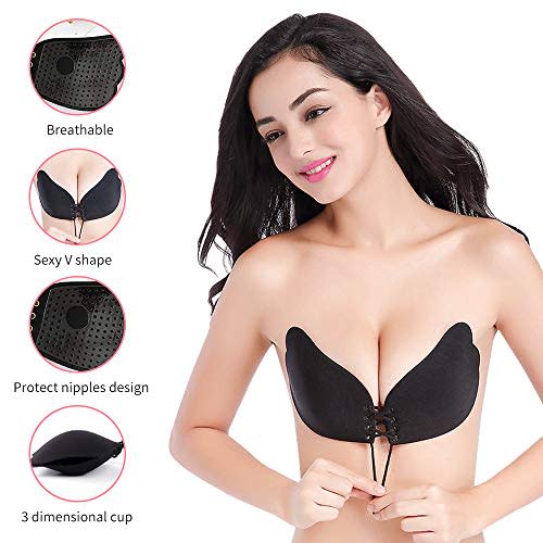 4) Silicone Backless Push-Up Drawstring Bra