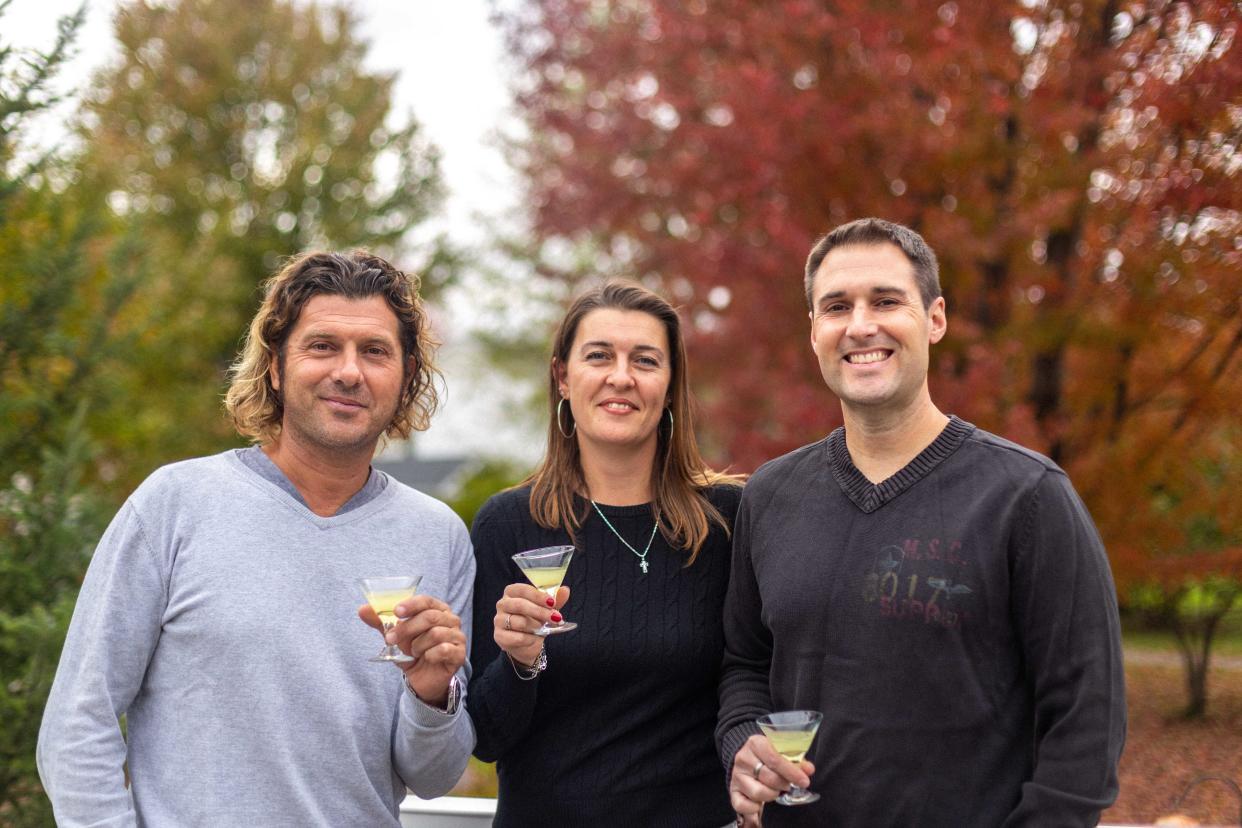 IA-Native Spirits co-founders Alessandro Andreoni, Sara Pistolesi and David Farrell enjoy the fruits of their labor, award-winning Lemoncello 50010.