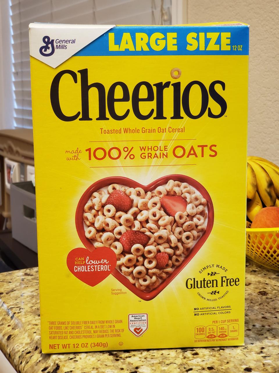 Cheerios box on counter
