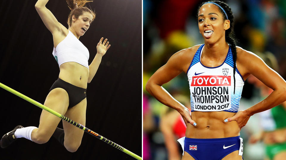 Katerina Stefanidi and Katarina Johnson-Thompson, pictured here competing for their countries.