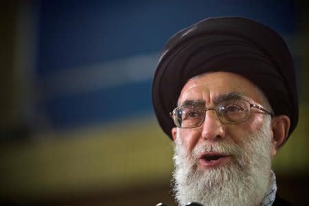 Iran's Supreme Leader Ayatollah Ali Khamenei speaks live on television after casting his ballot in the Iranian presidential election in Tehran June 12, 2009. REUTERS/Caren Firouz/File Photo