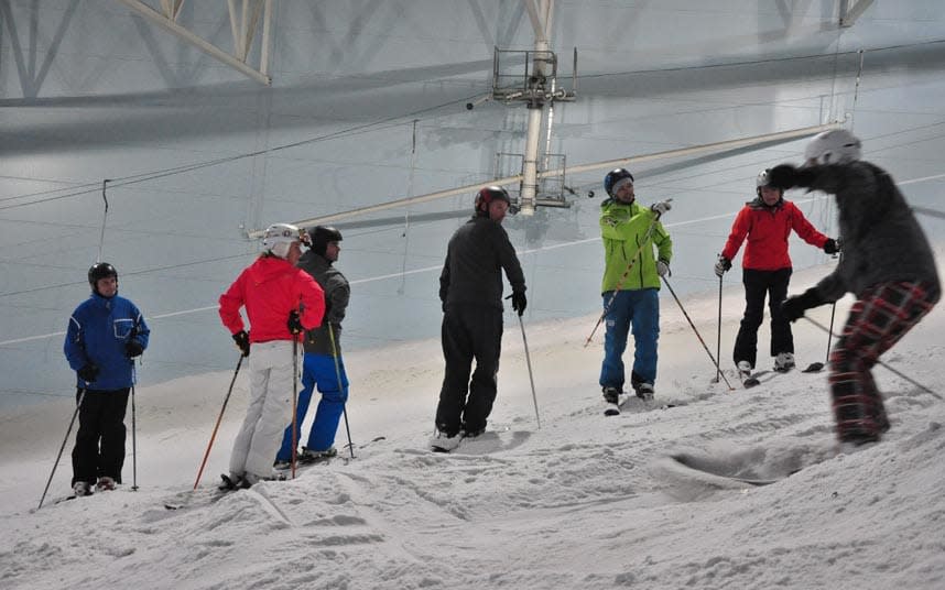 Tackling moguls indoors on a Warren Smith Ski Academy one-day course