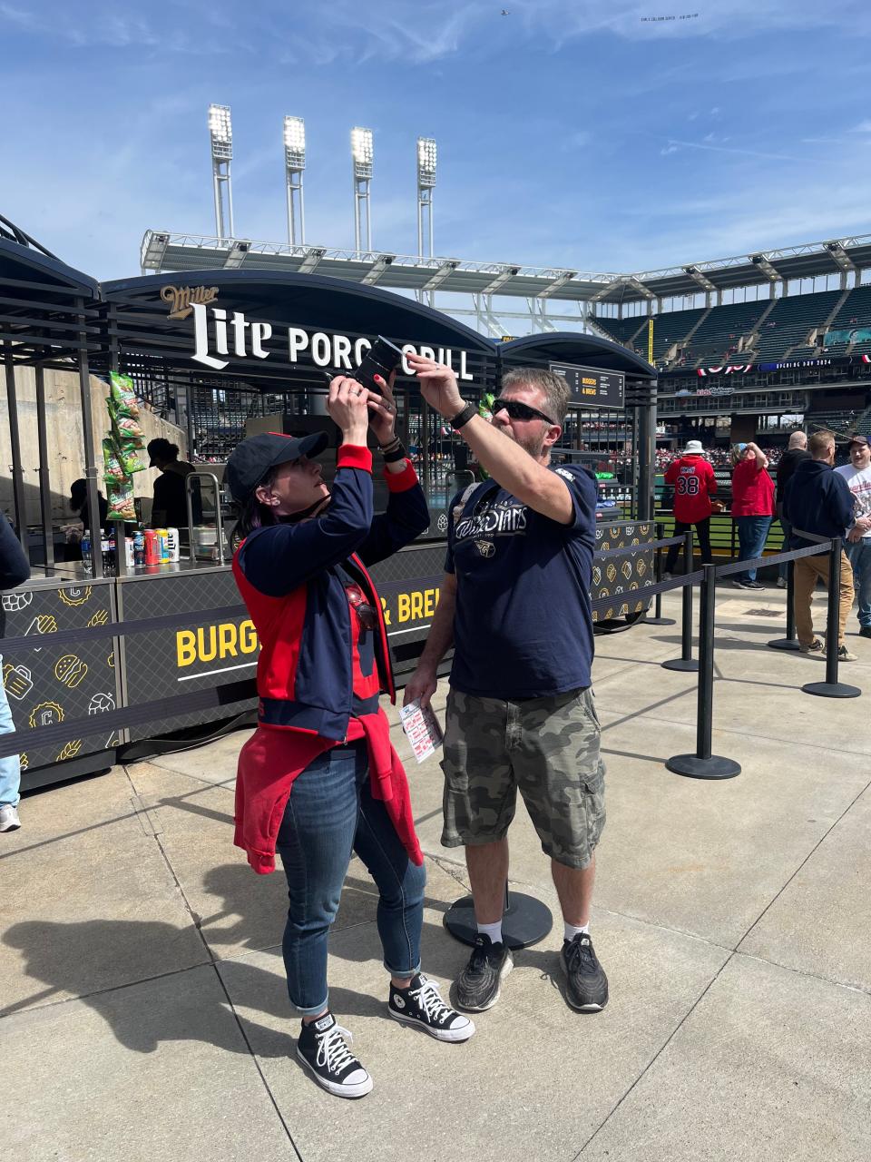 Michele and Eric Harrison, of Tallmadge, plan to photograph the eclipse today from Progressive Field.