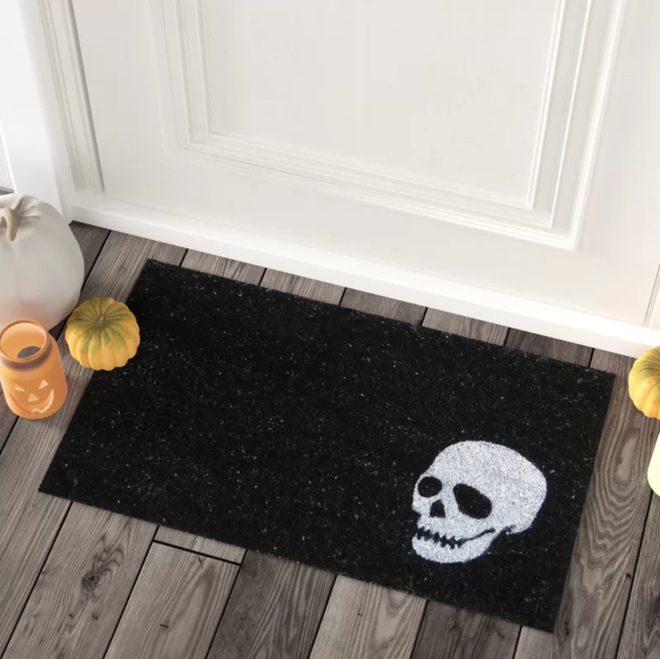 2) Black & White Skull Doormat