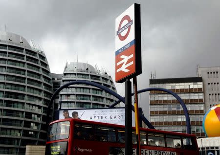 Buildings surround the Old Street roundabout dubbed "Silicon Roundabout" in London, in this May 28, 2013 file photo. REUTERS/Luke Macgregor/Files