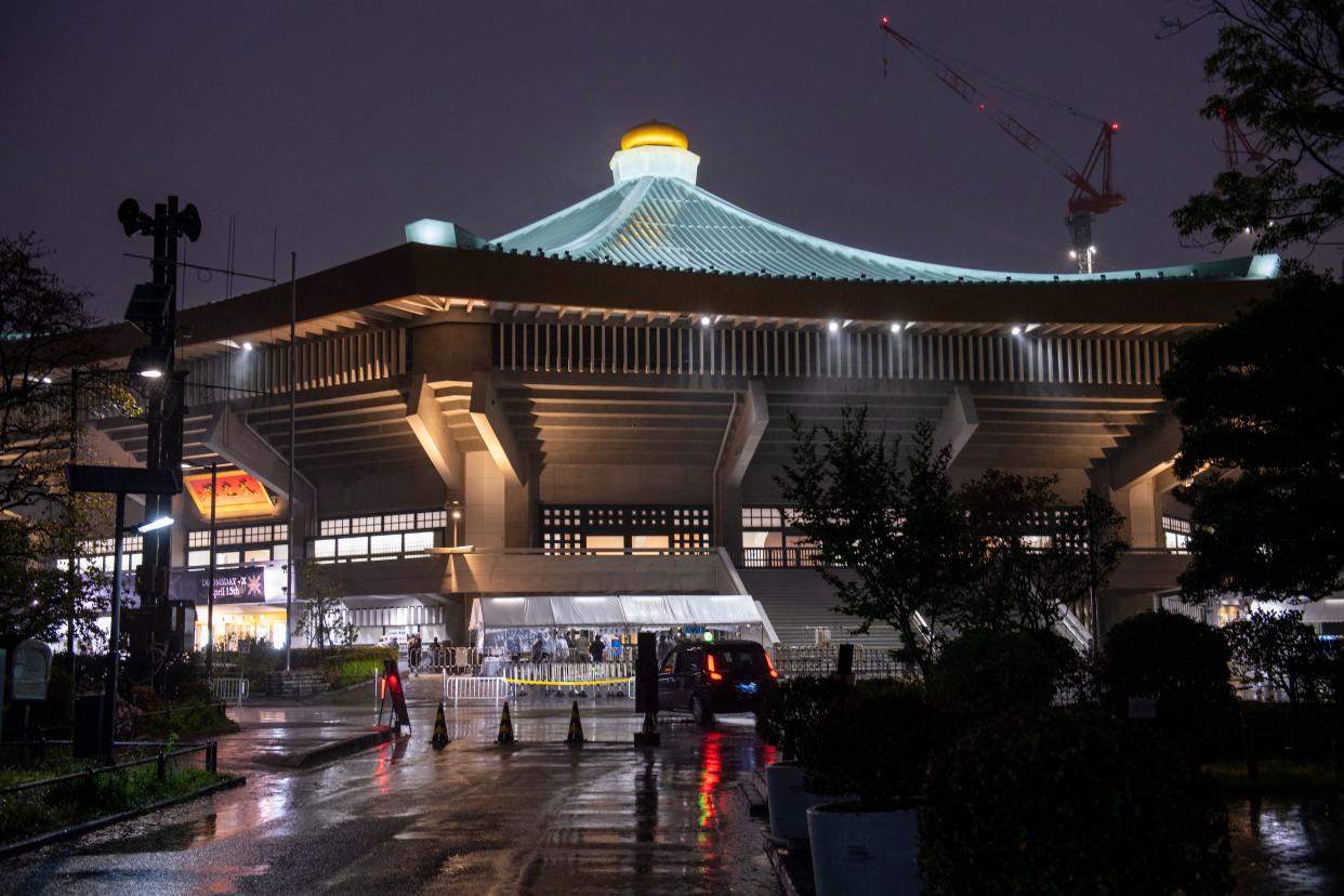 This picture shows the Nippon Budokan, venue for the judo and karate events, 100 days till the start of the Tokyo 2020 Olympic Games in Tokyo on April 14, 2021. (Photo by Kazuhiro NOGI / AFP) (Photo by KAZUHIRO NOGI/AFP via Getty Images)