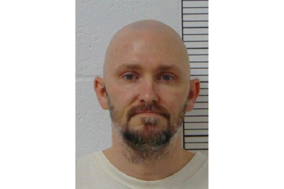 This booking photo provided by the Missouri Department of Corrections shows Michael Tisius. Tisius is scheduled to die by injection Tuesday evening, June 6, 2023, at the state prison in Bonne Terre, Mo., for killing Leon Egley and Jason Acton at the Randolph County Jail in the early hours of June 22, 2000, in an ill-fated effort to help an inmate escape. (Missouri Department of Corrections via AP)