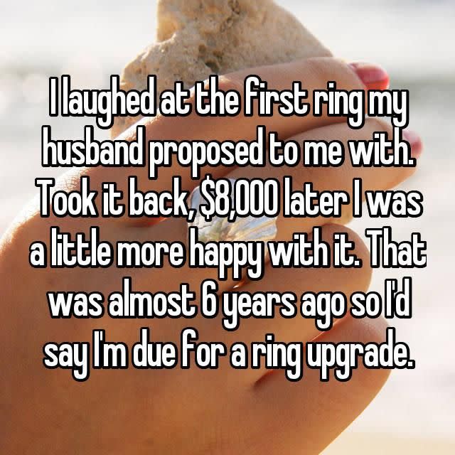 One person admitted to laughing at her ring. Photo: Whisper.com