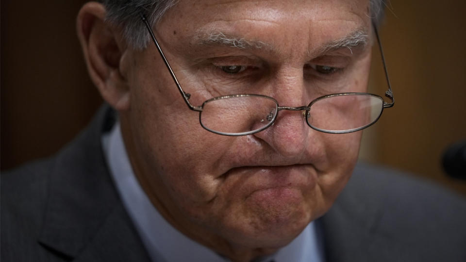 Committee chairman Sen. Joe Manchin (D-WV) listens during a Senate Committee on Energy and Natural Resources hearing on Capitol Hill June 15, 2021 in Washington, DC. (Drew Angerer/Getty Images)