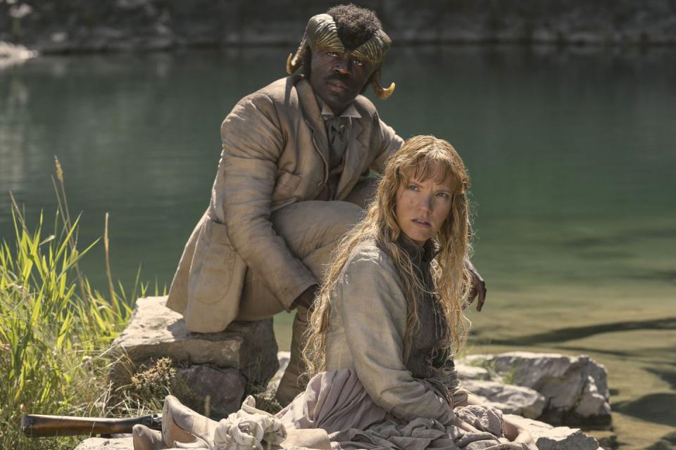 david gyasi and tamzin merchant , carnival row season 2