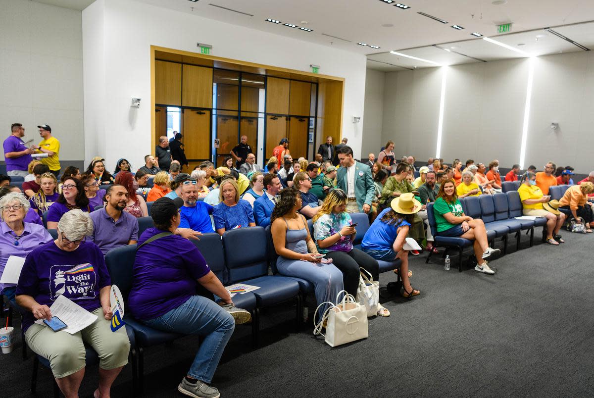 The Lubbock LGBTQ+ community protests quietly in response to the Lubbock City Council's failure to pass a proclamation that would declare the month of June as Pride Month in Lubbock, on June 27, 2023.