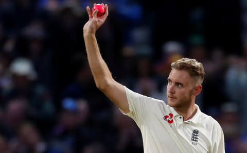 England's Stuart Broad celebrates the wicket of West Indies' Shane Dowrich  - Credit: Reuters