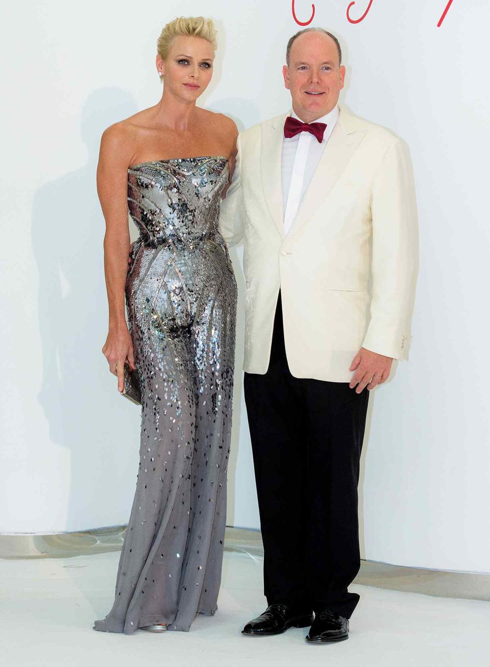 <p>For the 60th Red Cross Ball, Princess Charlene of Monaco looked exquisite in an Atelier Versace custom-made jumpsuit.</p>