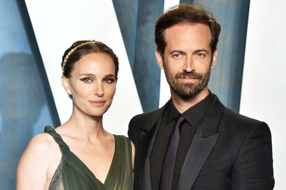 <p>Lionel Hahn/Getty</p> Natalie Portman and Benjamin Millepied attend the 2022 Vanity Fair Oscar Party hosted by Radhika Jones at Wallis Annenberg Center for the Performing Arts on March 27, 2022 in Beverly Hills, California.