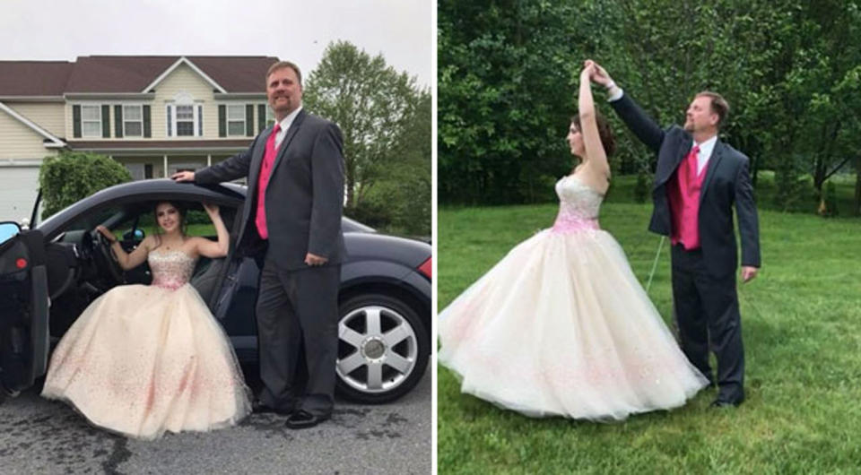 Robert Brown took Kaylee Suders to her prom after his son was killed in a car accident. Photo: Facebook/ Kelly O’Neil Brown
