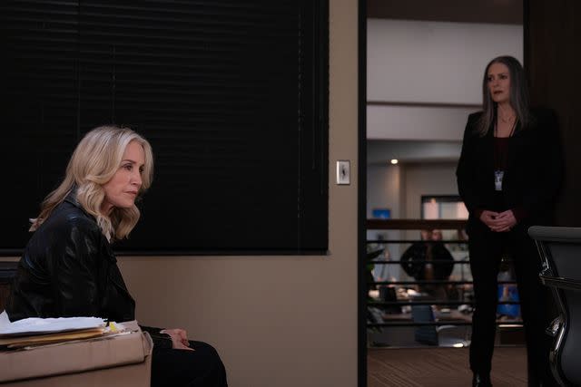 <p>Michael Yarish /Paramount+</p> Felicity Huffman as Dr. Jill Gideon and Paget Brewster as Emily Prentiss on 'Criminal Minds: Evolution'