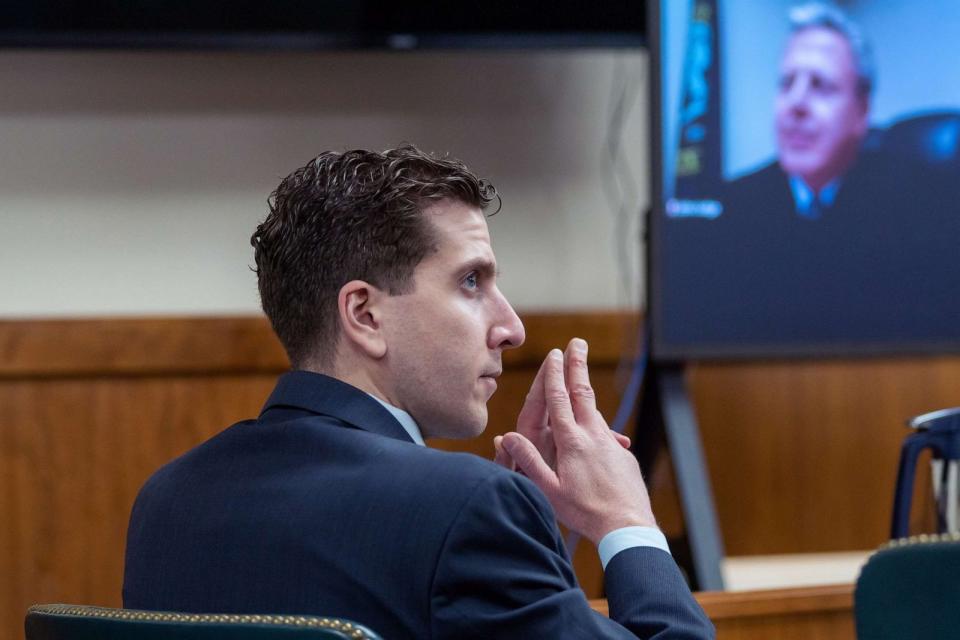 PHOTO: Bryan Kohberger listens to arguments during a hearing to overturn his grand jury indictment on Oct. 26, 2023 in Moscow, Idaho. (Kai Eiselein-Pool/Getty Images)