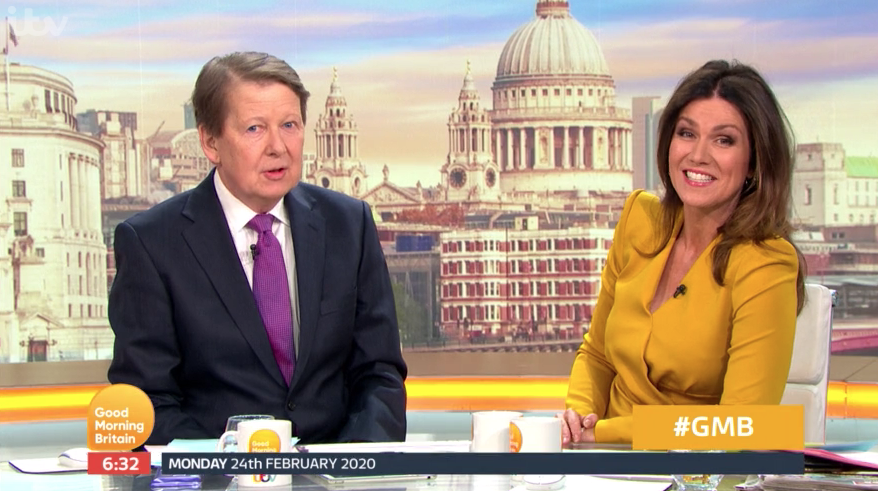 Bill Turnbull returned to live TV to host Good Morning Britain with Susanna Reid.  (ITV)