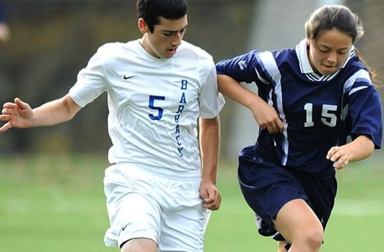 Kayla Franklin (right) leads the Kimberton Waldorf boys' soccer team in scoring -- Philadelphia Inquirer