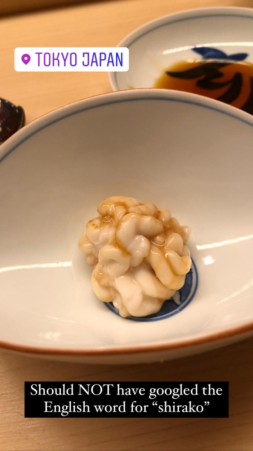 Shirako, or cod sperm sack, at a restaurant in Tokyo