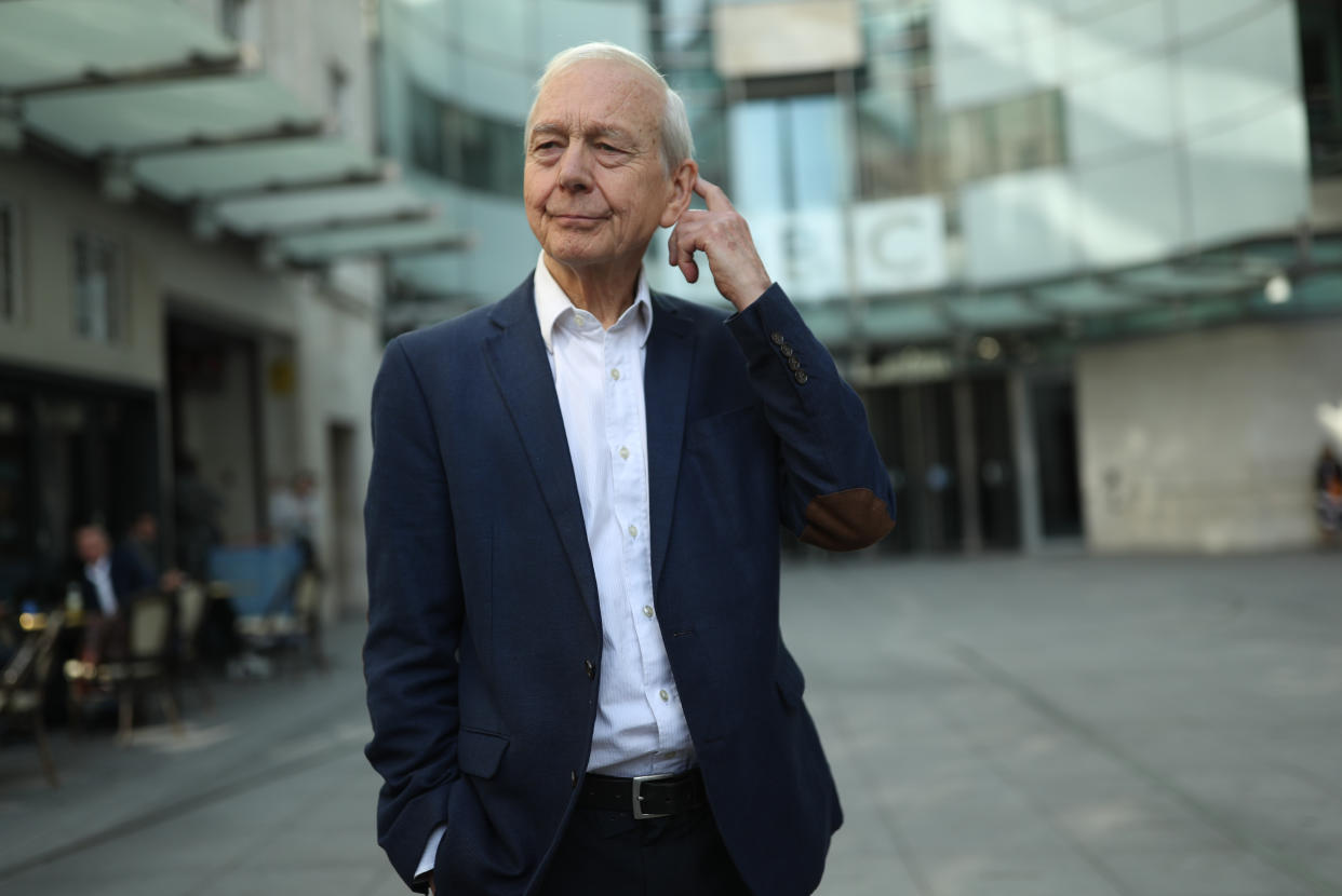 Broadcaster John Humphrys leaves New Broadcasting House after presenting his final show on the Today programme. (Photo by Yui Mok/PA Images via Getty Images)