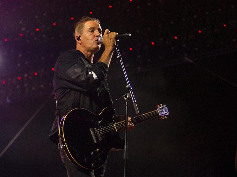 Stephan Jenkins, lead vocalist for Third Eye Blind, performs at the Arizona State Fairgrounds on Oct. 17, 2020, in Phoenix.